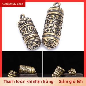 CS Móc Khóa Mặt dây chuyền hình trụ kinh phật bằng đồng thau rỗng hộp đựng thuốc trang sức vòng cổ