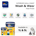 [Shop By Colour] Dulux Interior Wall Paint | White Rabbit 50RR 72/010 | Anti-Mould & Anti-Fungus | Washable & Easy Clean | Antibacterial | 1L & 5L. 