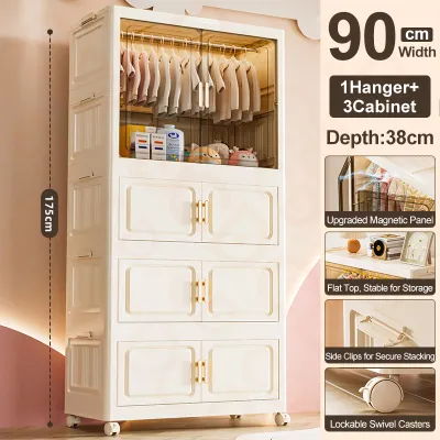 CD Foldable Wardrobe Organisers Clothes Storage Organizer White Durabox Hanging Cabinet Organizer with Wheels