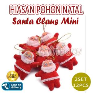BELI 1 SET GRATIS 1 SET  Santa Claus Merah Hiasan Pohon Natal Sinterklas Mini Gantungan Santa Claus Kecil Hiasan Gantung Pohon Natal Santa Klaus Ornamen Xmas Tree Christmas Decoration Dekorasi Pohon Natal Santa Clause Gantung - Merah BUY 1 GET 1