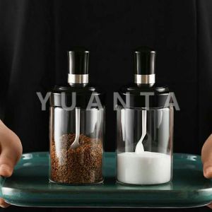 YUANTA โถปรุงรส ได้แก่ มีช้อนและพร้อมฝาปิด โถเกลือ กล่องเครื่องปรุงรส ขวดปรุงรส Seasoning jar with spoon and lid