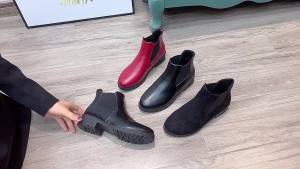 FE41 Size Autumn and Winter British Martin Boots Low-Cut Chunky Heel High Heel Womens Ankle Boots round Toe Waterproof Platform Elastic Ankle Boots