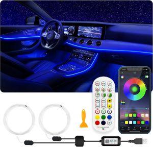 USB Car LED Lights Interior Car Lights Strip 7 Colors Ambient Lighting with 118 inches Fiber Optic Music Sync Simple Installation EL Wire Lights (7 Colors/118 inches)