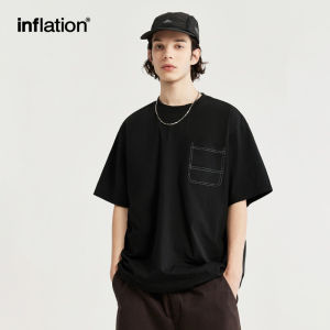 Lạm Phát Thương Hiệu Người Đàn Ông Và Cô Gái 2024 Mùa Xuân/Mùa Hè Mới 150G Hydrogen T-Shirt Với Mở Chủ Đề Túi Ngoài Trời Vai Lỏng Lẻo màu trơn tay ngắn