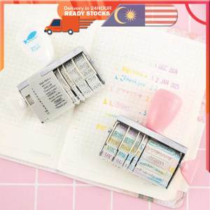 Portable Roller Stamp Words Date Seal Inkpad Diy Scrapbooking Card Making Craft for Home Decoration