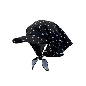 HEALMEYOU Korean Style Flower Baseball Cap Cotton Sunscreen Strappy Bandana Hat Simple Bow Floral Headscarf Hat Girl