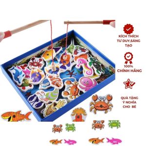 Đồ chơi câu cá giúp bé phát triển trí tuệ - bộ câu cá sinh vật biển nam châm 32 con