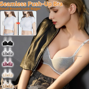 Small Breasts Look Bigger: Seamless Push-Up Bra with Lettering Edges Small Chest Gathered Underwear