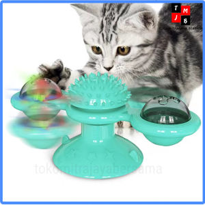 Mainan Hewan Peliharaan Kucing Windmill Gigitan Interaktif Otomatis Toy Cat Ball Teeth