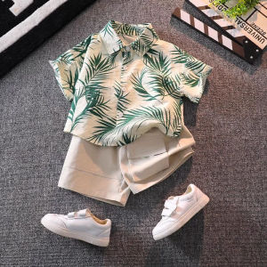 0-5 years old boys clothing sets summer beach baby boys short sleeved shirt sets casual printing shirt two piece suits