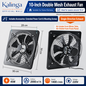 【COD】Kalinga Window Exhaust Fan For Kitchen 7‑Blade Dual Mesh All‑Metal Heavy‑Duty Ventilation Extractor Fan High Suction Low Noise Wall Mount No Drilling For Home Kitchen Bathroom Toilet Rental House Small Eatery Wood Stove Smoke Removal