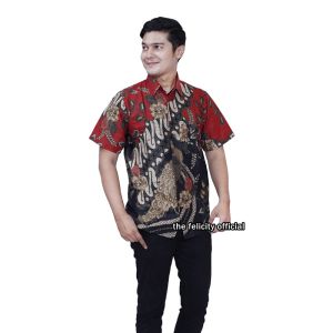 Atasan Batik Couple Kemeja Pria Dress Batik Wanita Jumbo Lengan pendek Pakaian Keluarga Phoenix by felicity