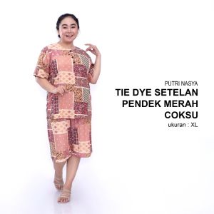 Tie Die Big Size Lengan Pendek / Tie Dye Jumbo / One Set Big / Setelan Celana Pendek / Setelan Yidur Big Size Busui  / Tie Dye Rayon / Setelan Piyama Tidur Big Size / Setelan Baju Tidur Jumbo Putri Nasya