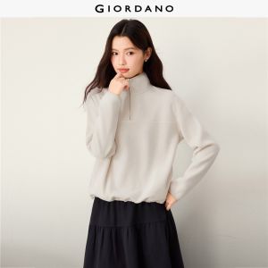 Giordano Beau Monde Women Polar fleece half zip stand collar sweatshirt Free Shipping 13326653