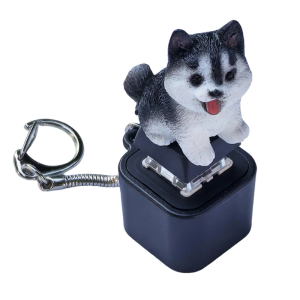 Nút Móc Khóa Chó hú thực tế với hiệu ứng đèn LED USB có thể sạc được nút phím giải nén Bàn phím cổng