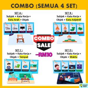 Kad Bina Ayat Bahasa Melayu SVOAdj Kata Kerja Kata Adjektif Bahan Bantu Mengajar Bahasa Melayu Prasekolah ABM BBM Alat Bantu Mengajar Autism Speech Delay Speech Therapy Sentence Building Bahasa Malaysia