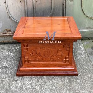 Đế Vuông Hộp Hoa Sen Chiện Gỗ Hương Cao 17cm