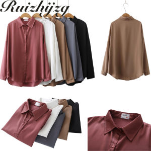 Ruizhijzg Ready stock Women Blouse Muslimah Shirt Long Sleeve New Style Retro Design fashion temperament thin Office Work top Plus Size