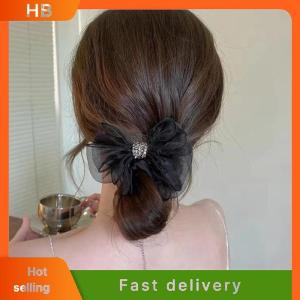 HB Mesh bow hair ring net red 2022 new all-match simple ins temperament ball head Czech drill head rope