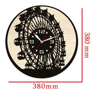 FFBH London Eye Ferris Wheel Nature Wooden Wall Clock For Home Office Decor England Landmark Rustic UK Artwork Silent Quartz Clock 3T7R1
