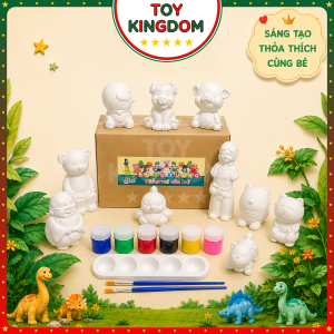 [3D 9cm] Tô Tượng Thạch Cao Cho Bé Đầy Đủ Màu Cọ Khay Bộ Tượng Tô Màu Đồ Chơi Trẻ Em Giải Trí