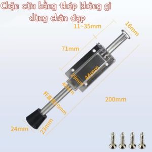 <SST> Chặn Cửa Đạp Chân Inox 200mm - Khóa Góc Tùy Chỉnh Hít Nam Châm Chắc Chắn