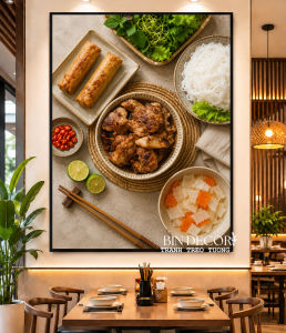 (ẢNH THẬT) Tranh treo tường bún chả trang trí decor quán ăn nhà hàng TT65