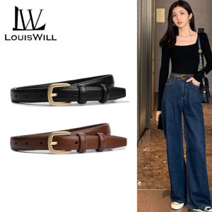 LouisWill Womens Belt Leather Belt Ladies Skinny Belt Womens All-Match Belt Fashion Casual Thin Belt Waist Belt with Zinc Alloy Buckle for Jeans Pants Gold Decorations Leisure Belt