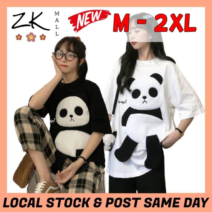 Baju Cotton Viral 3D Panda Loose Shirt 3D Panda Design Top Cute Shirt ...