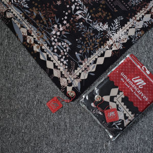 Kerudung Voal Liza Motif Pola Klasik dengan Pouch Swarovsky Laser Cut