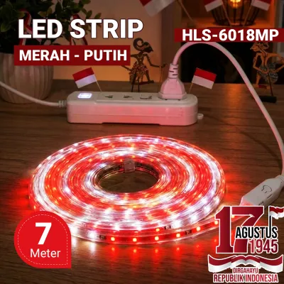 Lampu LED Strip Outdoor Merah Putih Termasuk Adaptor 220V / Lampu Hias Anti Air LED 2835 3528 Strip 17 Agustus