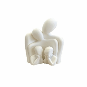 DJDK Parent-Child Abstract Family Sculpture 3D Printed Ornaments Hugging Couple Sculpture Modern Style Home Decor 4 Persons Figurine Home Decor