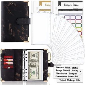 28PCS Zippered A6 Money Bag Budget Planner Binder Cover with Savings Wallet and Tags