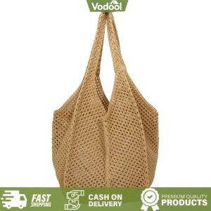 [VSC] Women Crochet Tote Bag Large Capacity Hollow Out Woven Shoulder