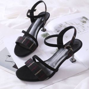 [Free Shipping] New Plaid Sandals WomenS Single-Strap High Heels Summer Stiletto Heels Fashionable And Versatile Footwear