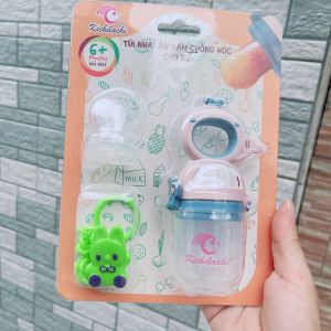 [Tặng dây đeo và3 núm 3 size] Túi nhai ăn dặm chống hóc Kichilachi hình cá tập ăn hoa quả núm nhai silicon siêu mềm