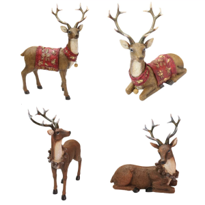 Christmas Reindeer Figurines Decorations Standing Deer Figures Deer Animal Model for Home Wine Cabinet Table Decors