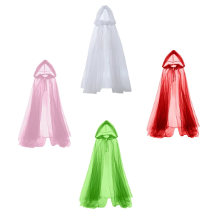 Seethrough Sheer Hooded Capes Ponchos Shawl Breathable Polyester Long Cloak For Outdoor Wedding Beach Event Gathering