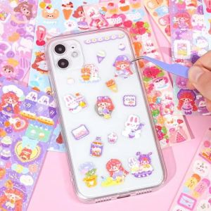Cartoon Cute Stickers 1 PCS No Repeating Waterproof Laser Stickers Ins Kawaii cartoon for Cup Notebook Phone case 手帐贴纸