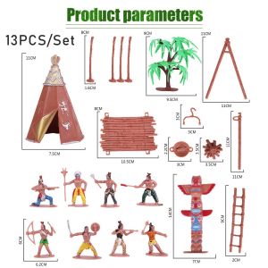 Miniatur Patung Mini Indian Isi 13 Pcs Indian Action Figure Orang Suku Indian Hutan Pedalaman Diorama Maket Miniatur B Indiana