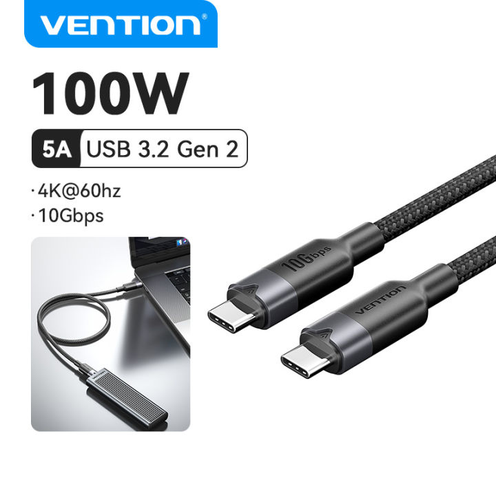 Vention Type C Cable PD 100W Fast Charging USB Gen2