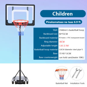 Portable Height-Adjustable Basketball Hoop for Kids - Indoor/Outdoor Use with Movable Stand and Standard-Size Basketball Rim