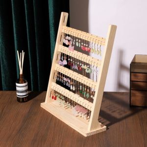 MIRELAE Wooden Earring Organizer 4-layer Detachable Earring Holder Organizer Modern Spacious Jewelry Storage Rack Home Use