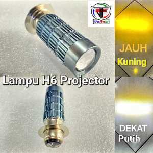 Lampu Depan LED Motor H6 Laser High Low 2 Warna Putih Kuning 9w+9w  AC DC Buat Motor Matic dan Bebek