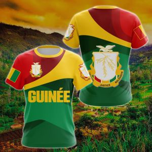 Guinea Flag & Coat of Arms Graphic Tee Summer Casual Streetwear Mens Fashion Loose T-shirts Boy Oversized Short Sleeve Tops