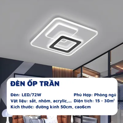 Đèn Ốp Trần đèn ngủ Trang Trí Phòng Khách Phòng Ngủ ATH LIGHTING Loại Đèn Ốp Trần Gỗ Thạch Cao 3 Chế Độ Sáng Có Kèm Điều Khiển Từ Xa