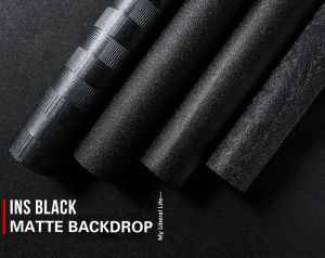 INS 50x100cm Black Matte Background Paper - Photography Texture Pattern Backdrop Props for Studio - Premium PVC-Coated, Waterproof - Elegant and Natural Look - Ideal for Jewelry, Decorations, Watches, Food Photography