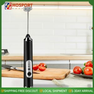 Compact Electric Milk Frother Handheld for Coffee Milk Foam and Egg Whisking in Kitchen