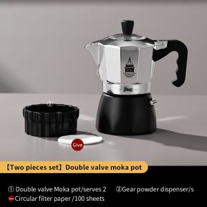BINCOO Dual-Valve Moka Pot with Electric Stove Espresso Set Coffee Grinder Set Compact Italian-Style Coffee Maker Cups
