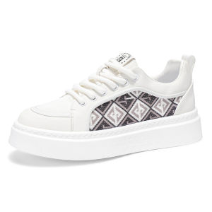 Giày nam màu trắng 2025 Mùa hè mới Breathable Mesh Panel Giày đế mềm Vintage in nhẹ